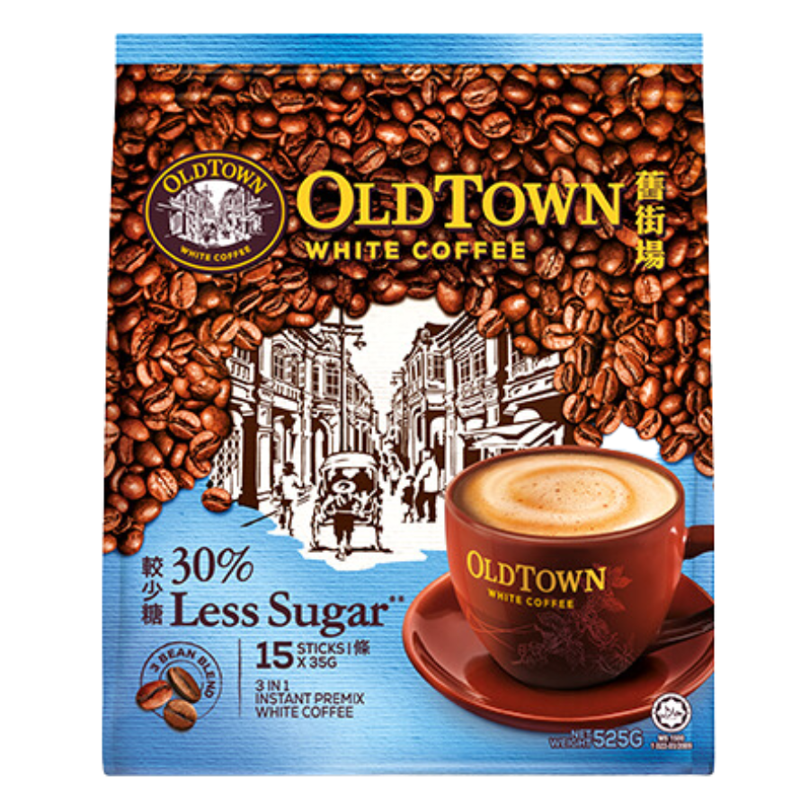 Old Town White Coffee 3-in-1 30% Less Sugar 15x35g – Just Go Shop