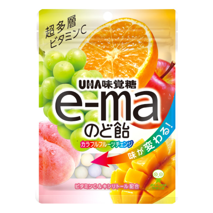 Uha E-Ma Cough Drop Candy Colourful Fruit 50g