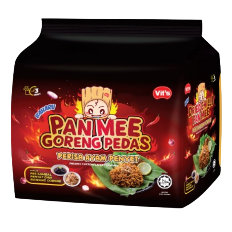 Vit's Pan Mee Goreng Pedas Smashed Chicken Flavoured 4x93g Pack