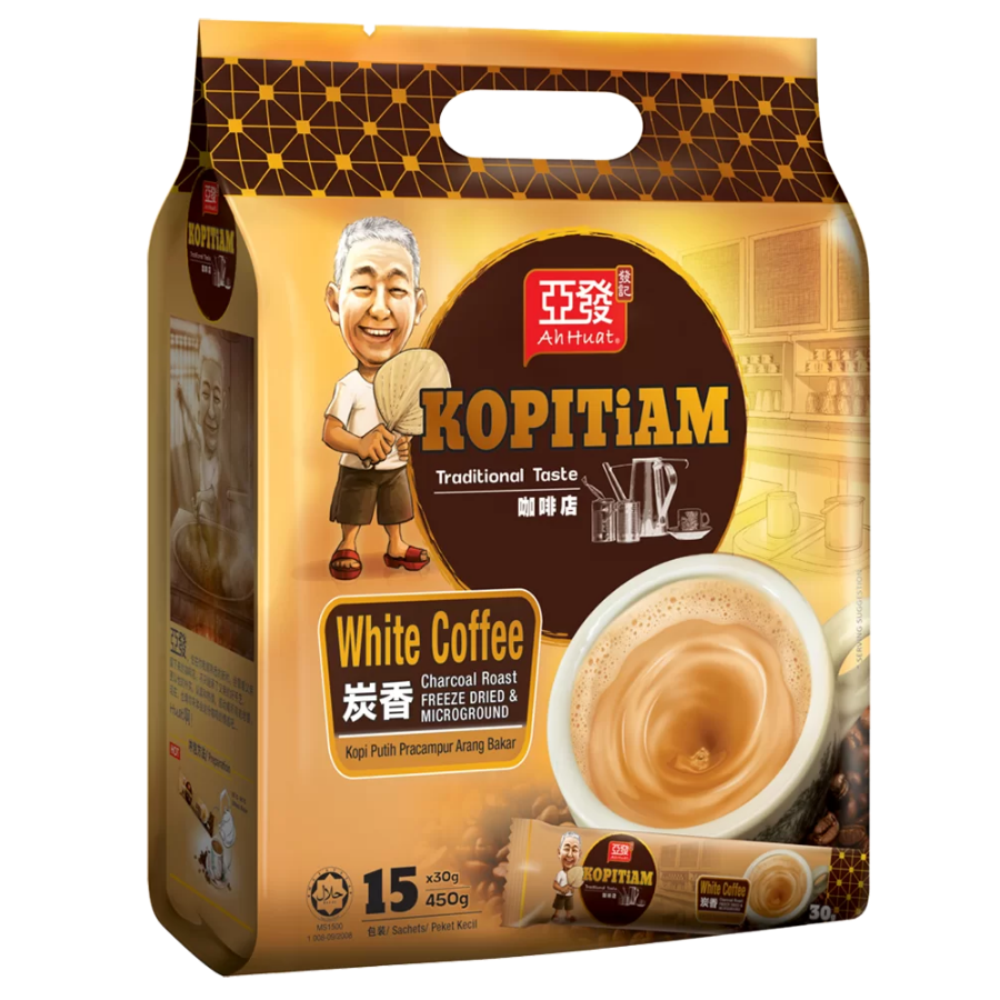 Ah Huat White Coffee Charcoal Roast Freeze Dried & Microground 15x30g